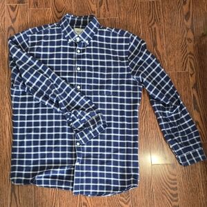 Frank & Oak Blue and White Checkered Button Down Shirt